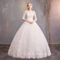 Fashion O-neck half sleeve lace bride wedding dress newest style elegant bridal dress Vestido de boda